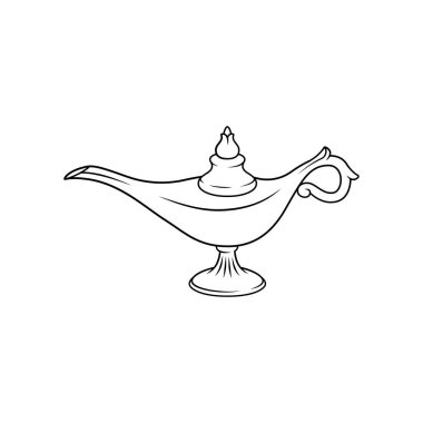 Aladdin lambaları çizgi çizgisi çizgisi beyaz arkaplan üzerinde izole.