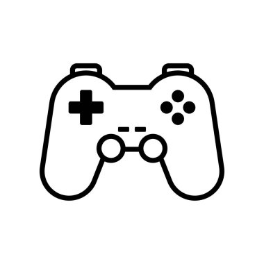 Beyaz arkaplanda izole edilmiş Gamepad satır simgesi.