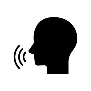 Beyaz arkaplanda izole edilmiş insan konuşma simgesi vektörü.