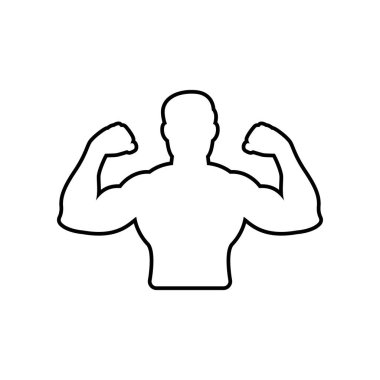 Vücut geliştirme sporcusu kas kollarını gösteriyor. satır sanatı.