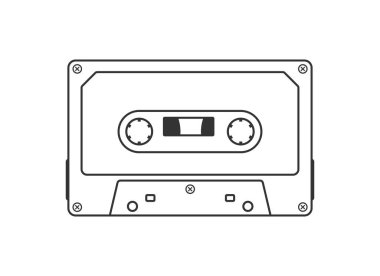 Teyp kaset hattı sanat vektörü beyaz arkaplanda izole edildi