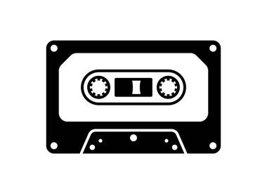 Beyaz arka plan üzerinde izole kaset kaset simgesi.