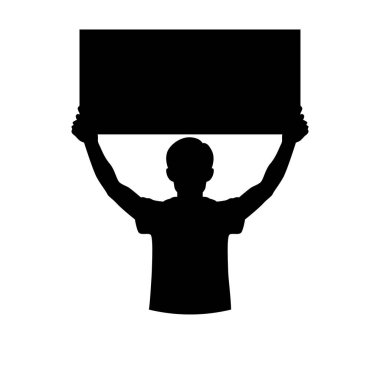 Pankartı tutan kişinin silueti