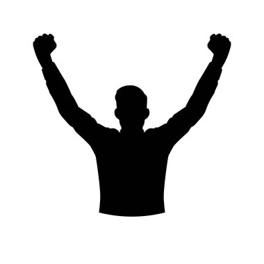 İki eli havada bir kişinin silueti izole edilmiş..