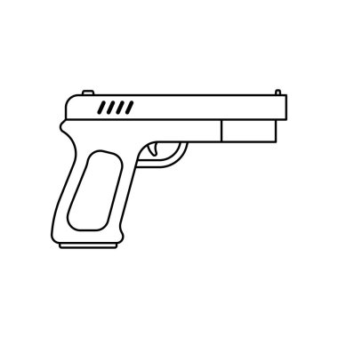 Silah çizgisi simgesi vektörü beyaz arkaplanda izole edildi.