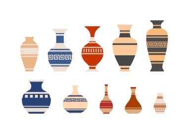 Vazo yassı tasarımı beyaz arkaplanda izole edildi