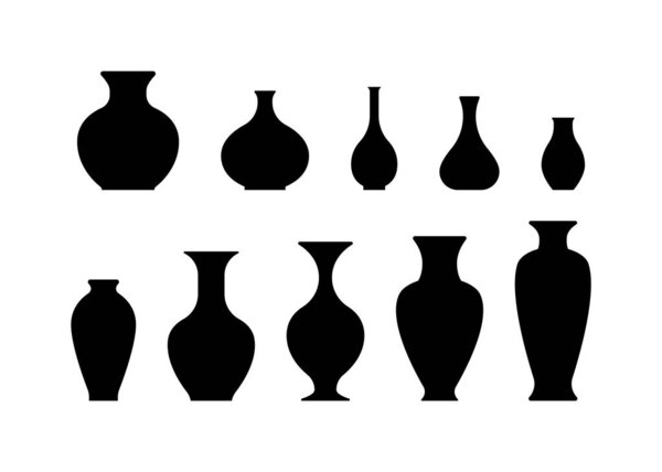 Vase silhouette vector isolated on white background