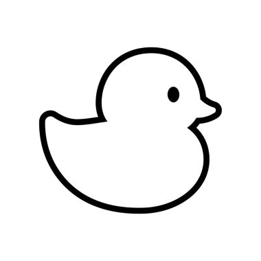 Kauçuk ördek çizgi simgesi beyaz arkaplanda izole edildi.