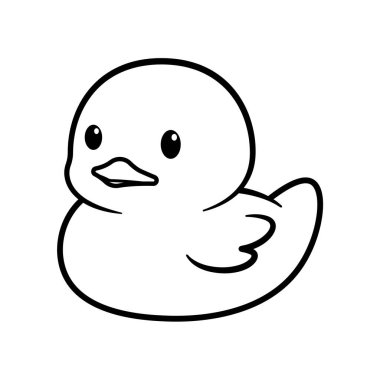 Kauçuk ördek çizgi simgesi beyaz arkaplanda izole edildi.