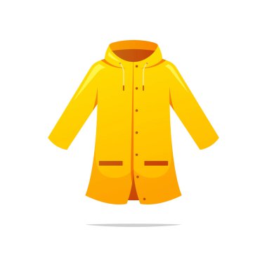Sarı yağmurluk vektörü beyaz arkaplanda izole edildi