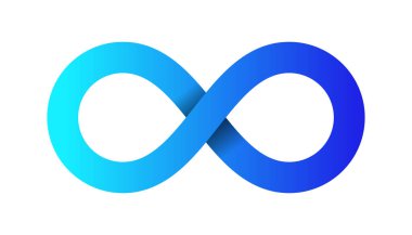 Mavi sonsuzluk vektörü beyaz arkaplanda izole edildi.