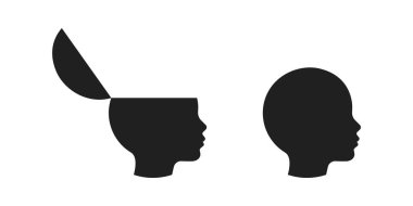 Çocuk kafası açık zihin vektörü beyaz karın boşluğunda izole edildi.