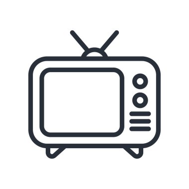 Televizyon çizgisi simgesi vektörü beyaz arkaplanda izole edildi.