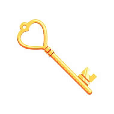 Altın anahtar vektörü beyaz arkaplanda izole edildi.