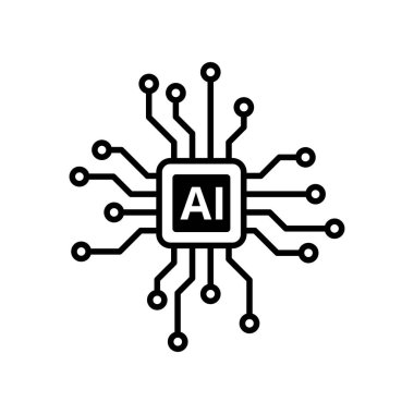 Ai çip simgesi beyaz arkaplanda izole edildi.