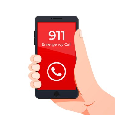 Acil yardım numarası 911 olan akıllı telefonu ekranda tutuyoruz..