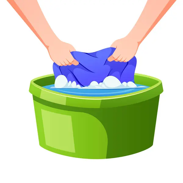 Washing Clothes Basin Water Vector Isolated White Background — Stockvektor