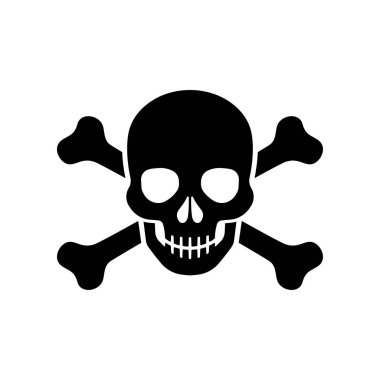 Beyaz arka plan üzerinde izole skull simgesi.