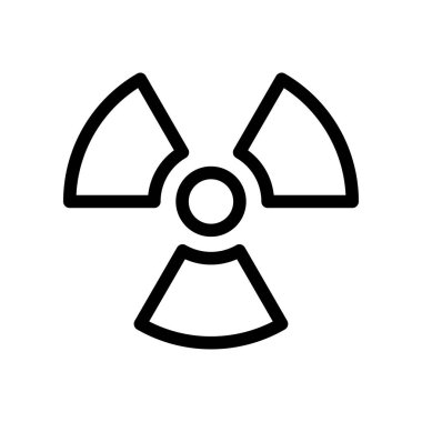 Beyaz arka planda izole edilmiş radyoaktif çizgi simgesi.