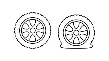 Düz lastik çizgisi simgesi beyaz arkaplanda izole edildi.