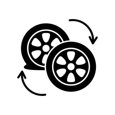 Araba lastiği değiştirme simgesi beyaz arkaplanda izole edildi.