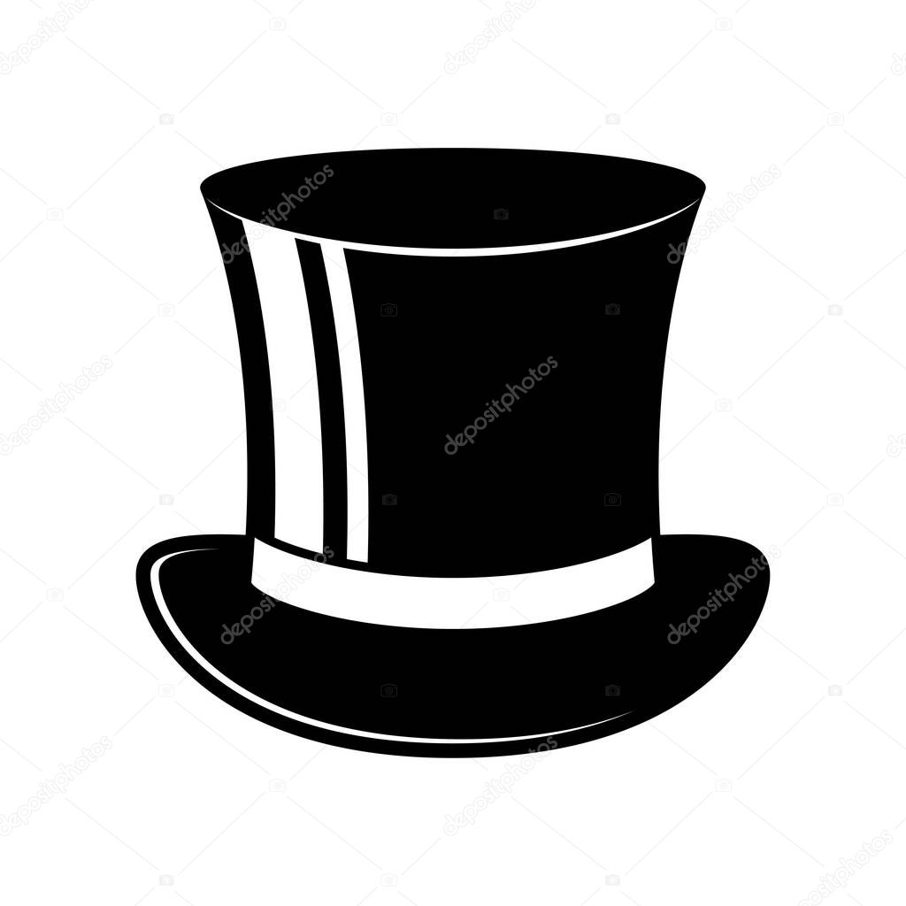 Top hat icon isolated on white background.