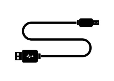 Beyaz arkaplanda USB kablo bağlantı simgesi izole edildi.