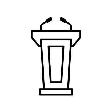 Podyum çizgi simgesi beyaz arkaplanda izole edildi.