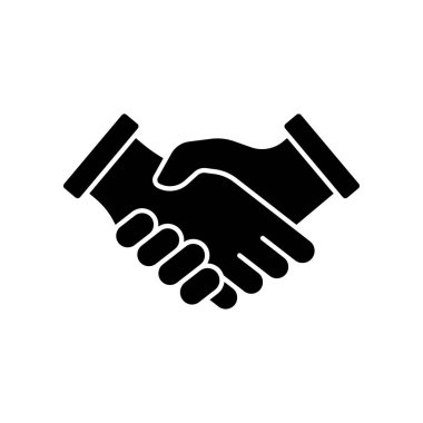 Beyaz arka plan üzerinde izole el sıkışma simgesi.