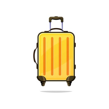 Sarı valiz vektörü beyaz arkaplanda izole edildi.