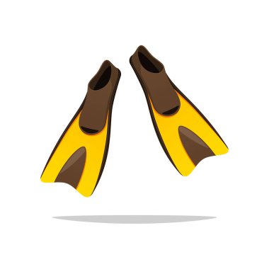 Beyaz arkaplanda izole edilmiş tüplü dalış yüzgeçleri vektörü.