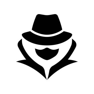 Beyaz arkaplanda casus ajan hacker simgesi izole edildi.