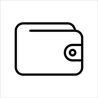 Beyaz arkaplanda cüzdan çizgisi simgesi izole edildi.