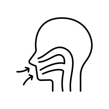 Solunum çizgisi simgesi beyaz arkaplanda izole edildi.