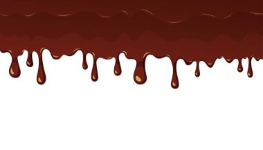 Beyaz arka planda izole edilmiş kahverengi çikolata damlayan resim. 