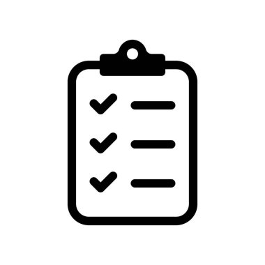 Beyaz arkaplanda kontrol listesi simgesine sahip pano izole edildi.