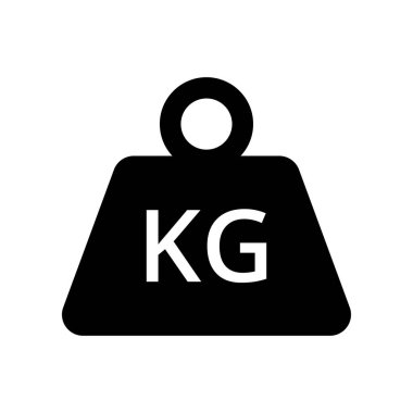 Beyaz arkaplanda izole edilmiş Kg ölçüsü ağırlık simgesi.