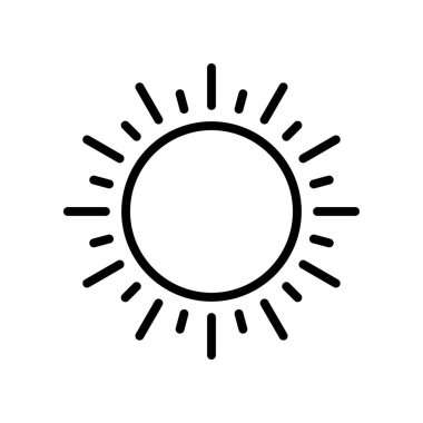 Beyaz arkaplanda izole edilmiş güneş çizgisi simgesi.