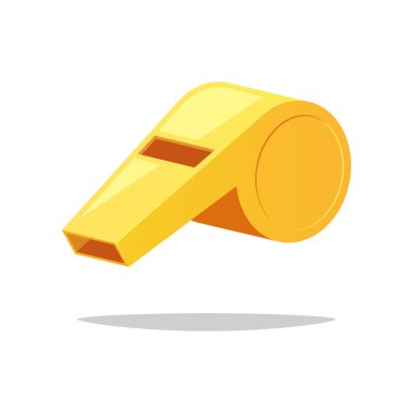 Beyaz arkaplanda izole edilmiş altın ıslık vektörü.