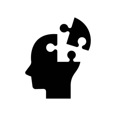 Yapboz parçalı insan kafası beyaz arkaplanda izole edilmiş.