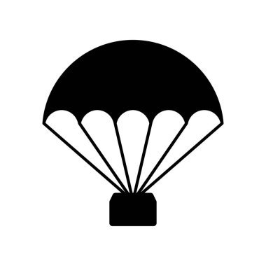 Beyaz arkaplanda kutucuk simgesine sahip paraşüt.