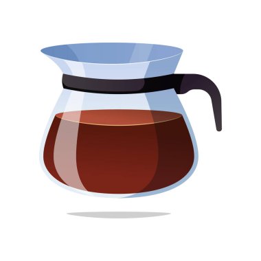 Beyaz arkaplanda cam kahve sürahi vektörü izole.
