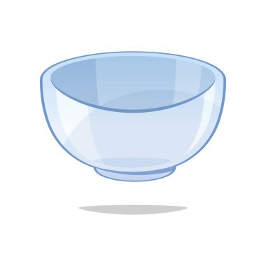 Boş cam kase vektörü beyaz arkaplanda izole edildi.