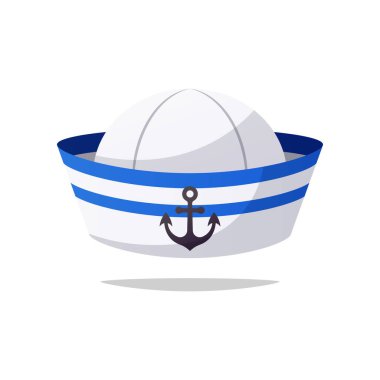 Beyaz arkaplanda izole edilmiş denizci şapka vektörü.