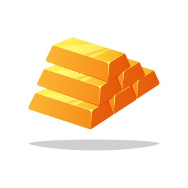 Beyaz arkaplanda izole edilmiş altın çubuk vektörü.