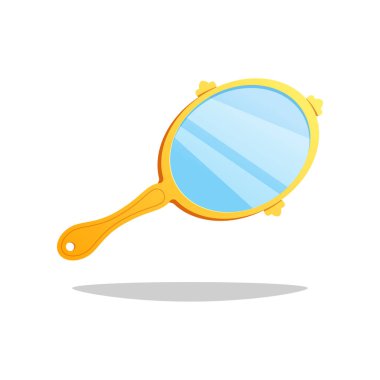 Beyaz arkaplanda izole edilmiş antika el aynası vektörü.