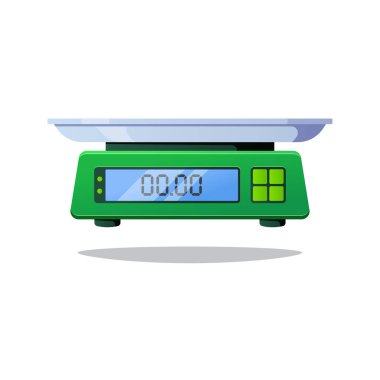 Mutfak vektörü için elektronik ölçek beyaz arkaplanda izole edildi.