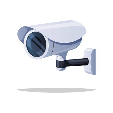 CCTV vektörü. Beyaz arka planda izole edilmiş güvenlik kamerası evi.