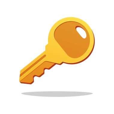 Altın anahtar vektörü beyaz arkaplanda izole edildi.