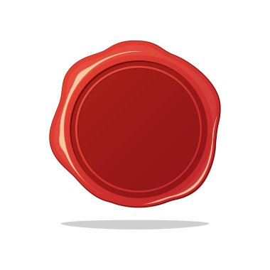 Beyaz arkaplanda kırmızı balmumu mühür vektörü izole edildi.